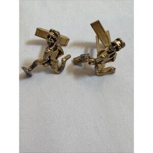 Vtg Jacob Oldak Running Man Cufflinks 1940s Gold Leaf Bronze Pat 2472958 Rare